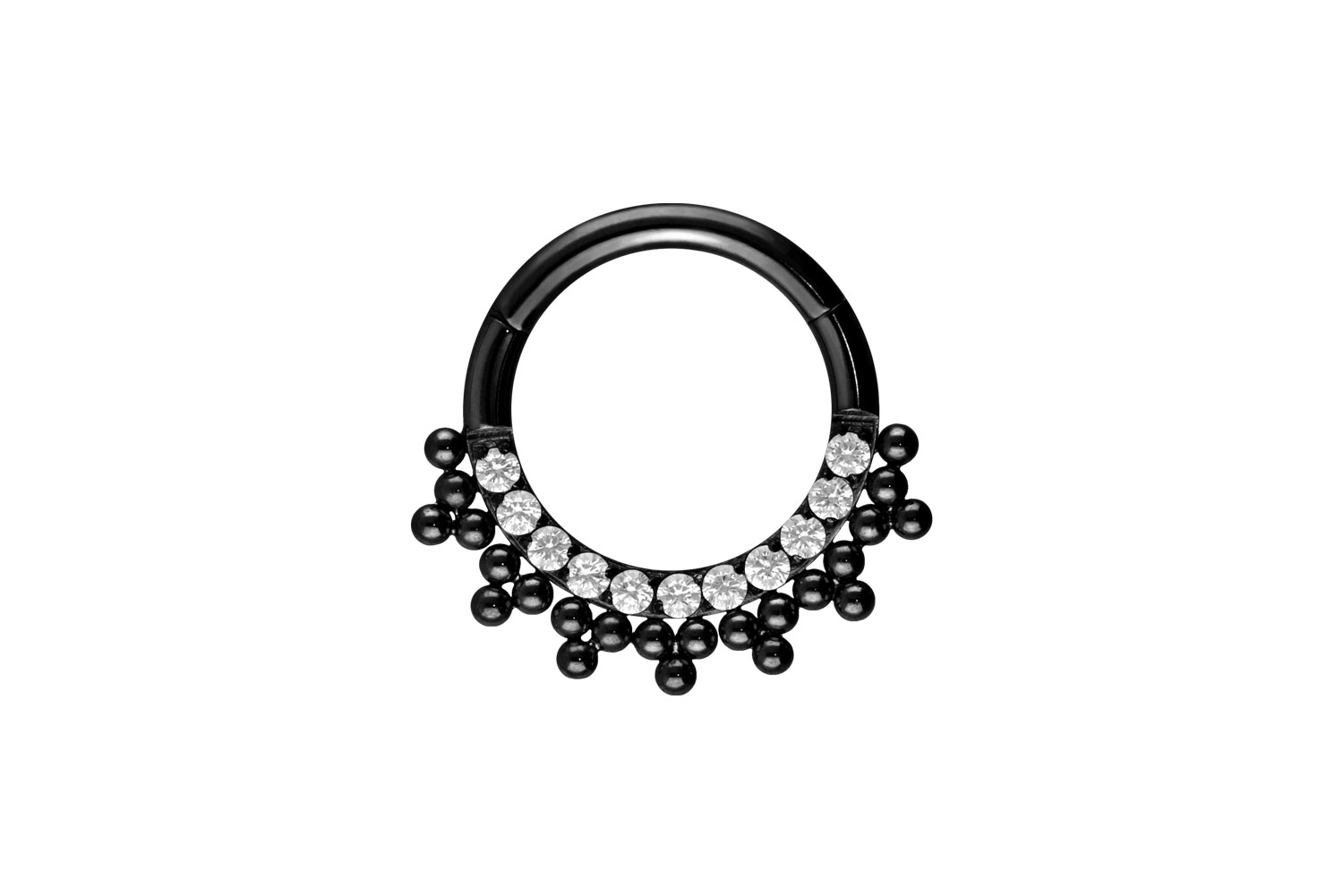 Titan Segmentring Clicker Piercing EINGEFASSTE KRISTALLE + KUGELN